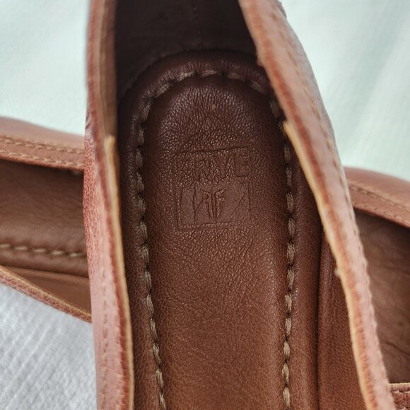 Frye Womens 9M Carson Ballet Flats Shoes Leather Cognac Slip On Round Toe Rustic - Picture 14 of 14